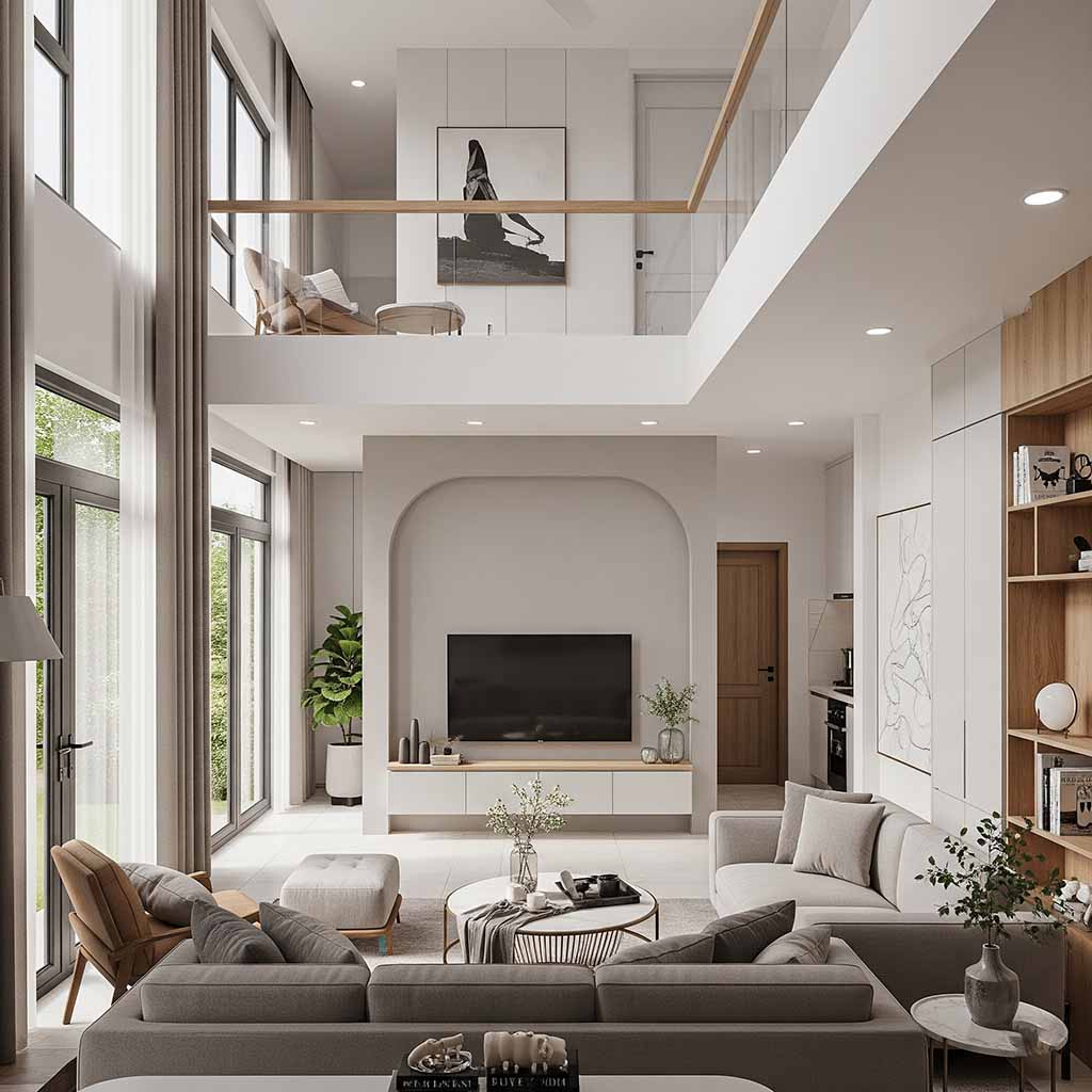 nội thất tối giản của ngôi nhà 2 tầng
